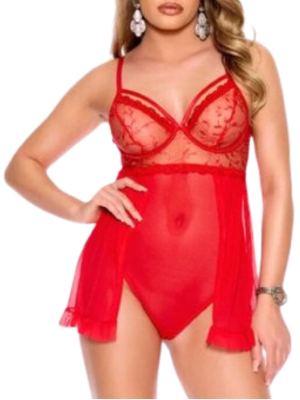 Red Lace Mesh Teddy